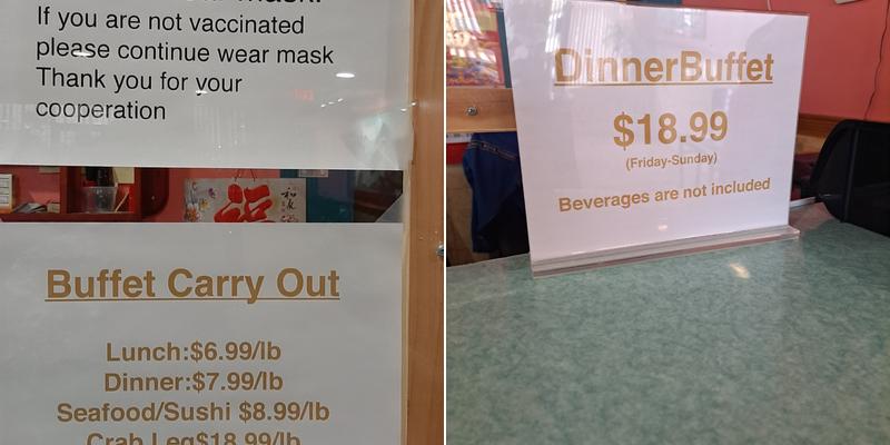 Niagara Falls Buffet Menu