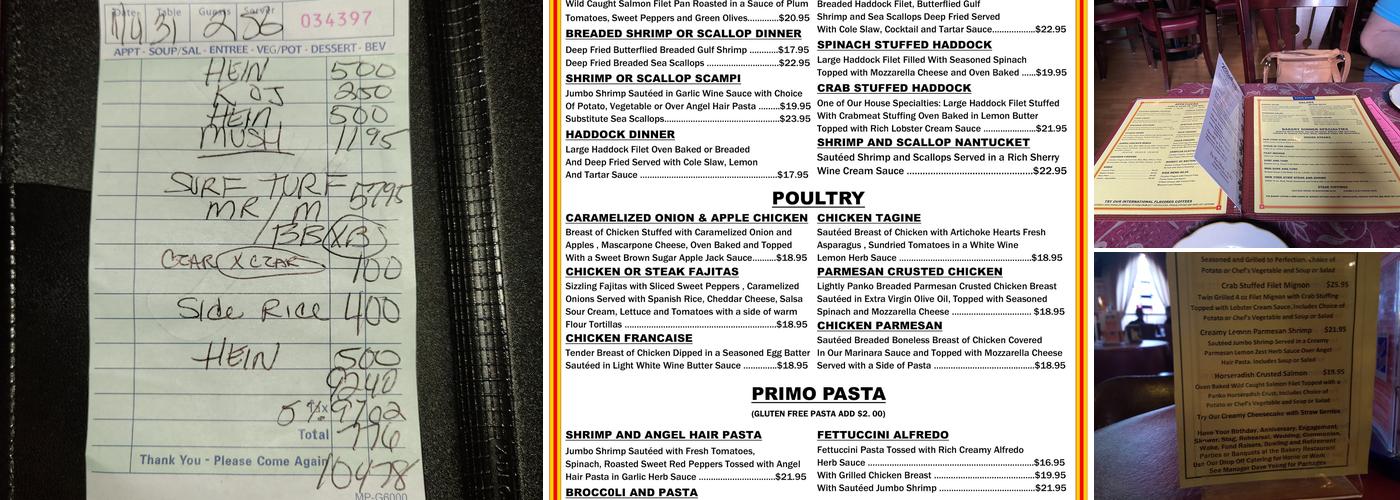 Bakery Restaurant Lounge and Club Menu