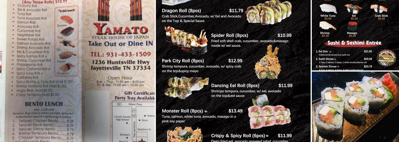 Yamato Steakhouse Menu