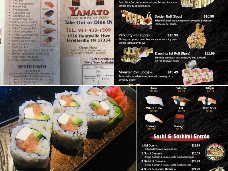 Yamato Steakhouse Menu