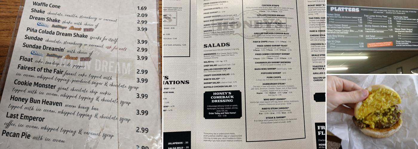 Honey's Restaurant Menu