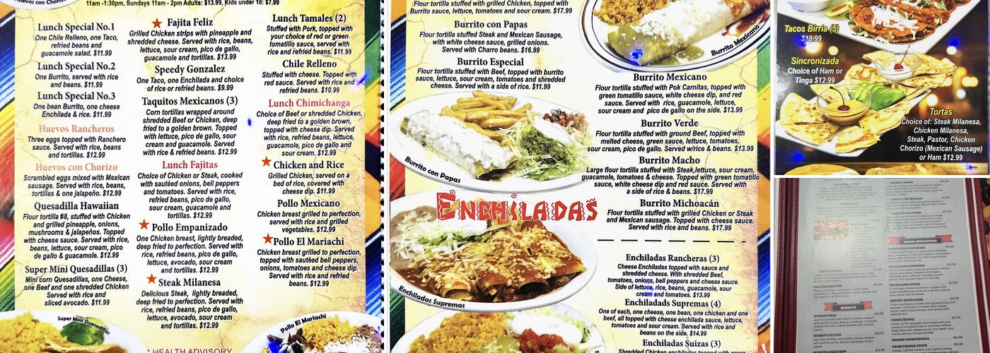 El Mariachi Menu