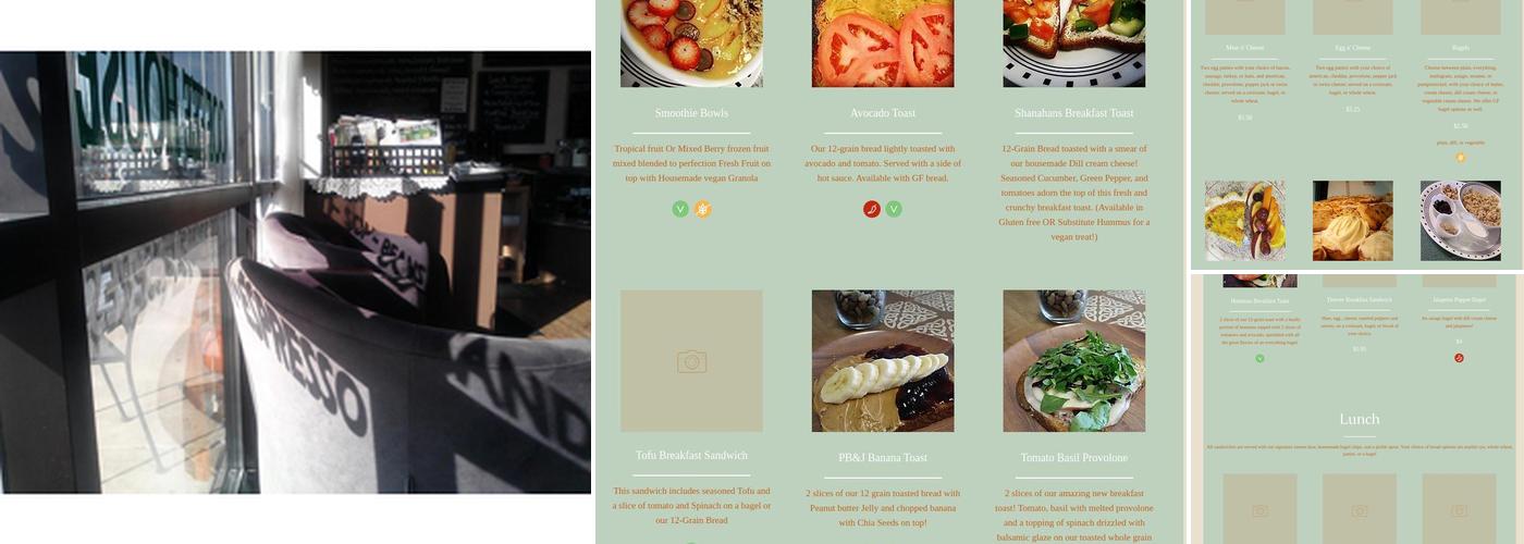 Shanahan's Coffee House Menu