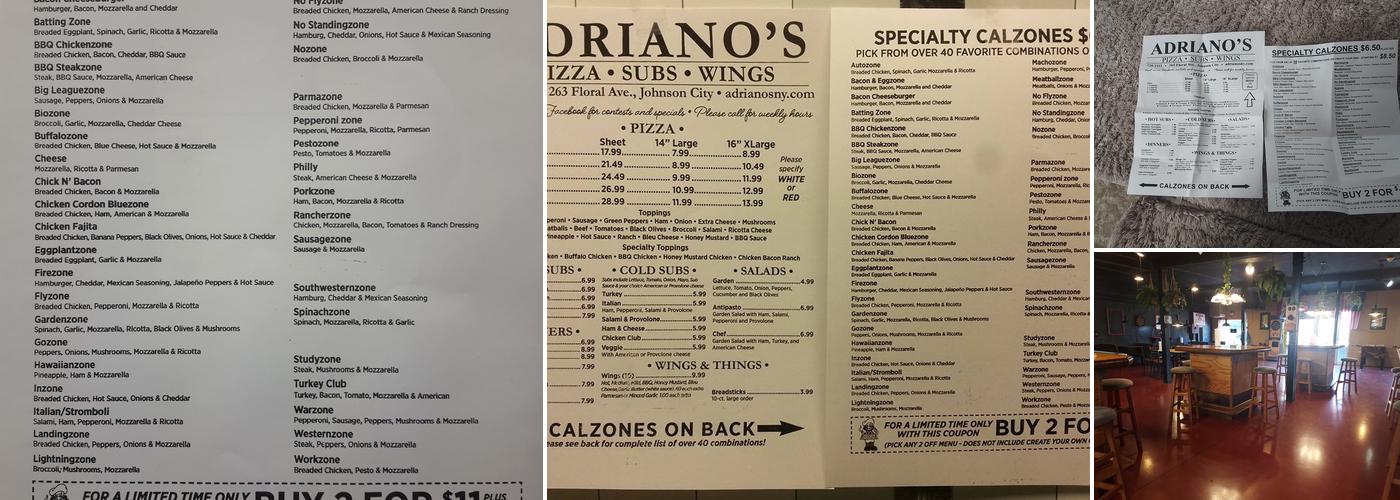 Adriano's Pizza Menu