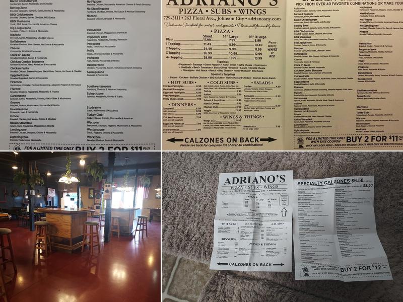 Adriano's Pizza Menu