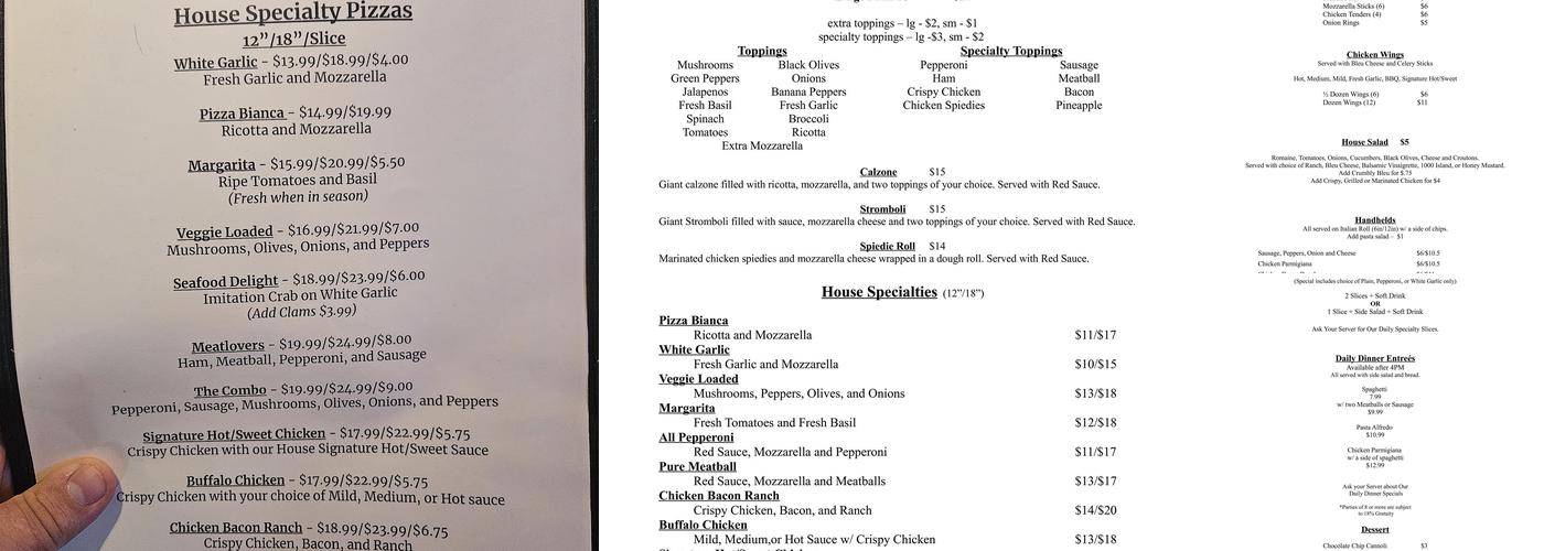 Pizza On The Plaza Menu