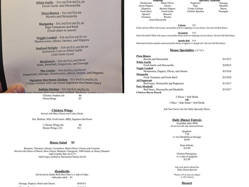 Pizza On The Plaza Menu