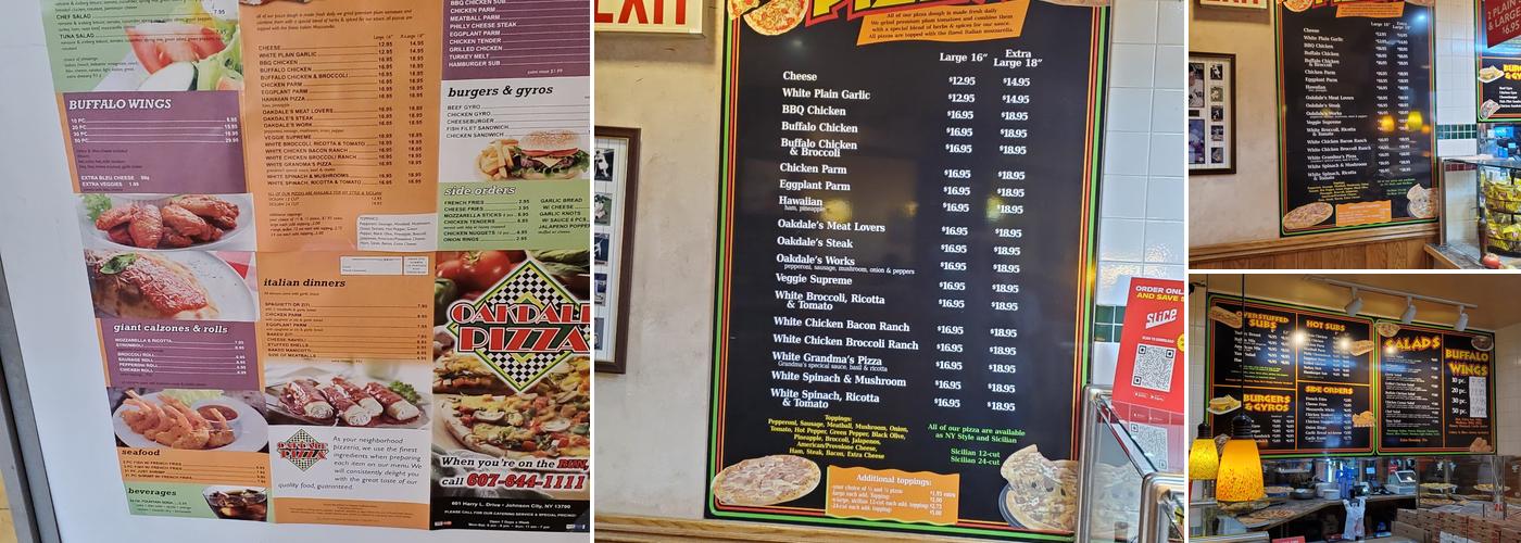 Oakdale Pizza Menu