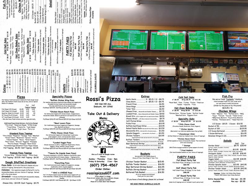 Rossi's Pizza (Endicott) Menu