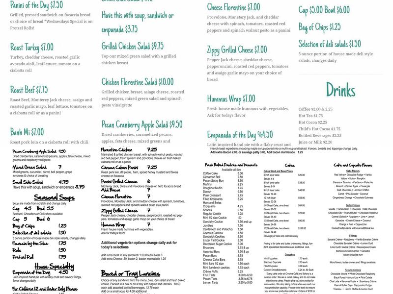 Chroma Café and Bakery Menu