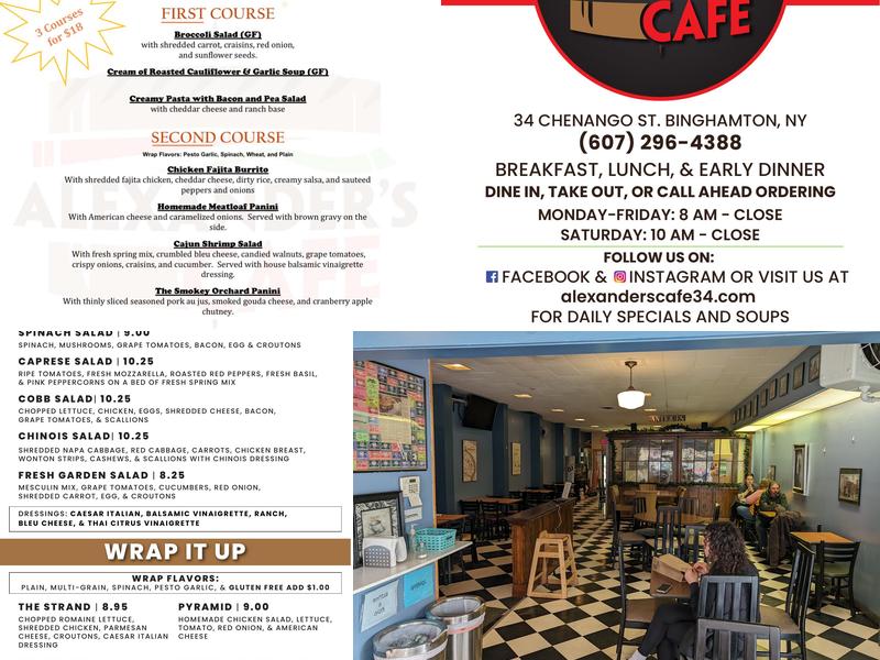 Alexander's Cafe Menu