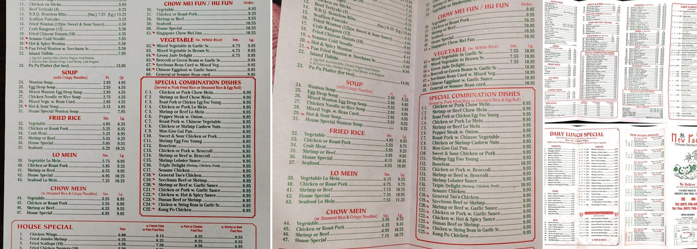 New Panda Menu