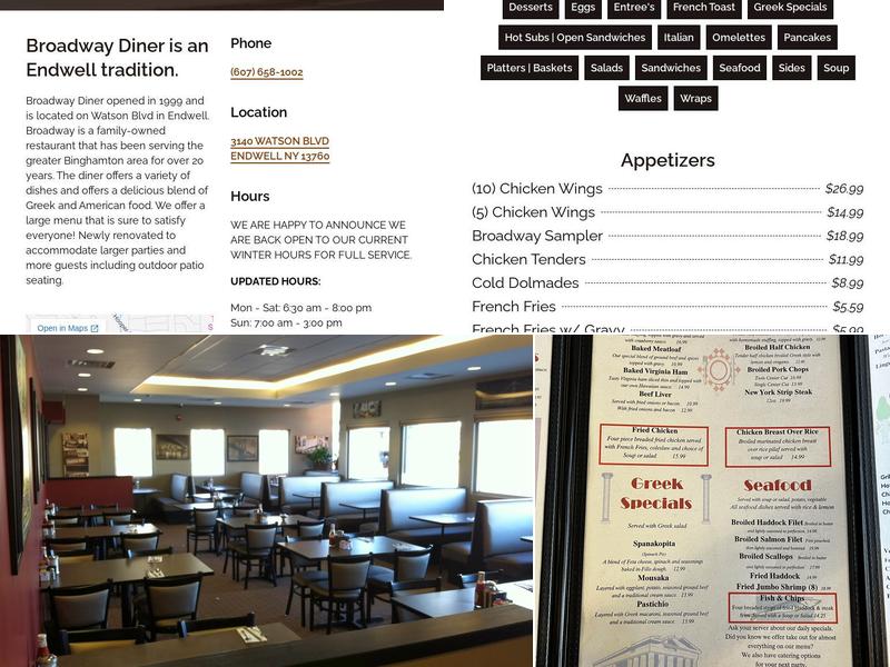 Broadway Diner Menu
