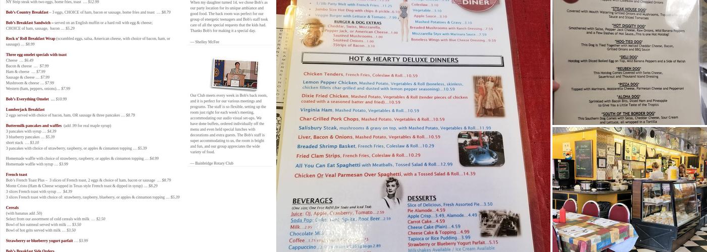 Bob's Diner Menu
