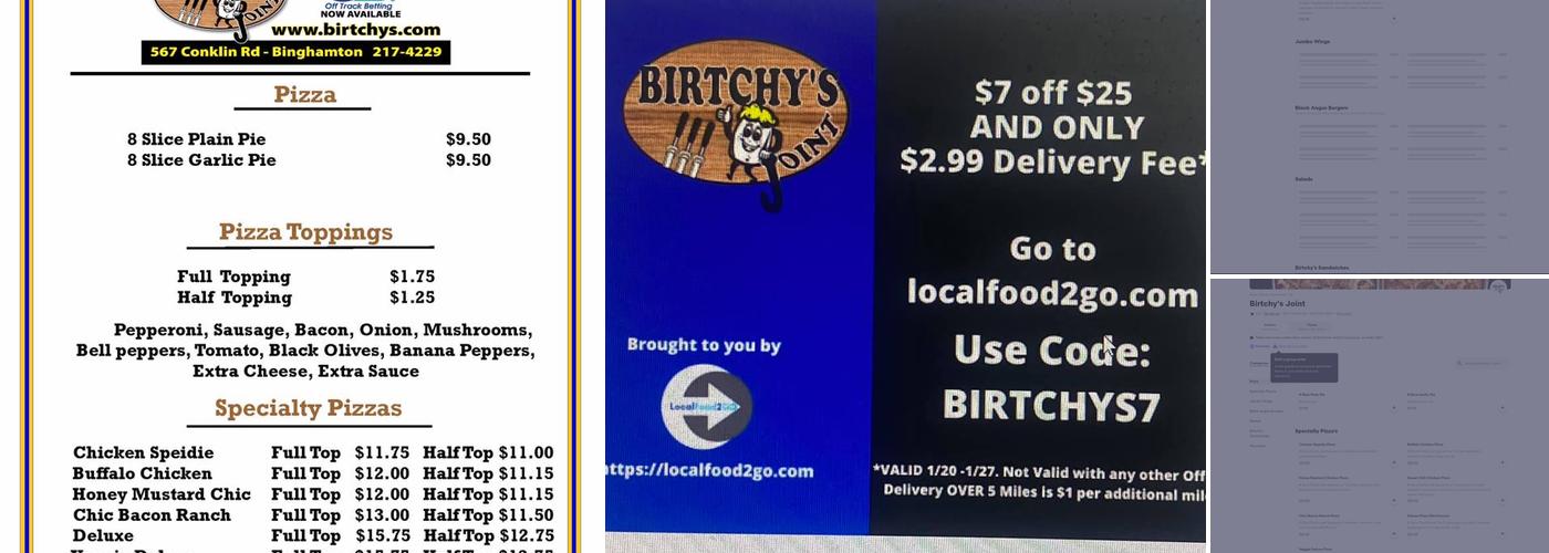 Birtchy's Joint Menu