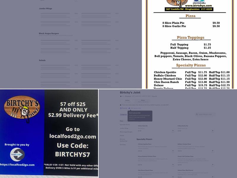 Birtchy's Joint Menu