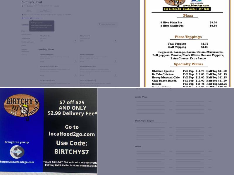Birtchy's Joint Menu