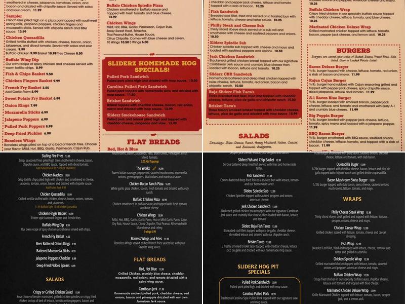 Sliderz Bar & Grill Menu