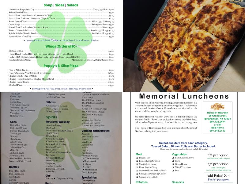 House of Reardon Menu