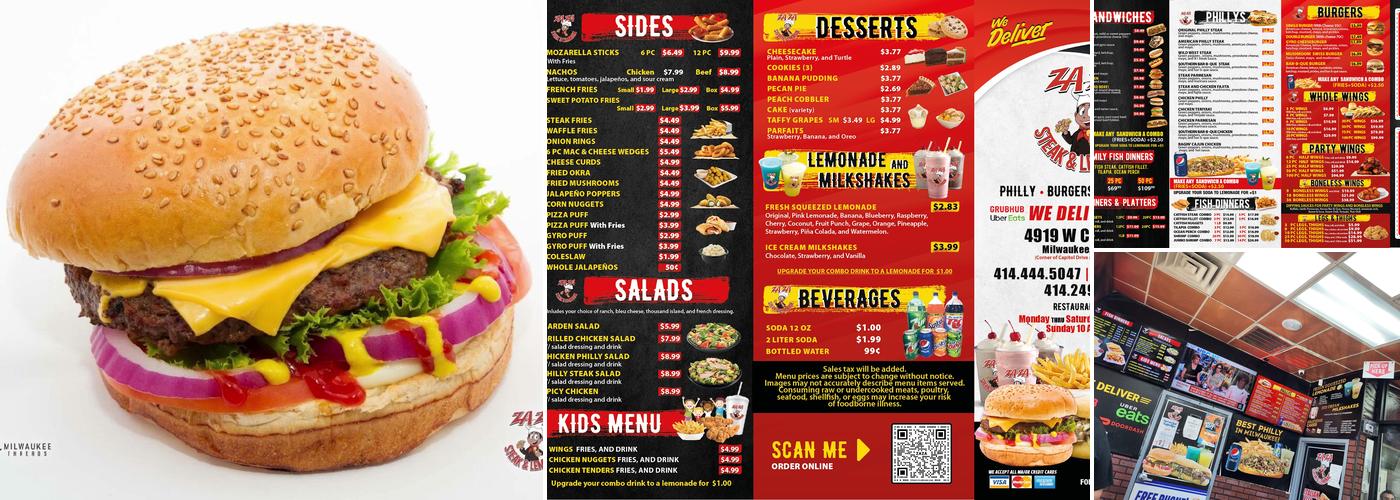 ZaZa Steak & Lemonade Menu