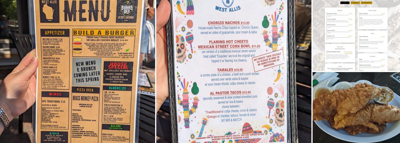 Brass Monkey Pub | West Allis Menu