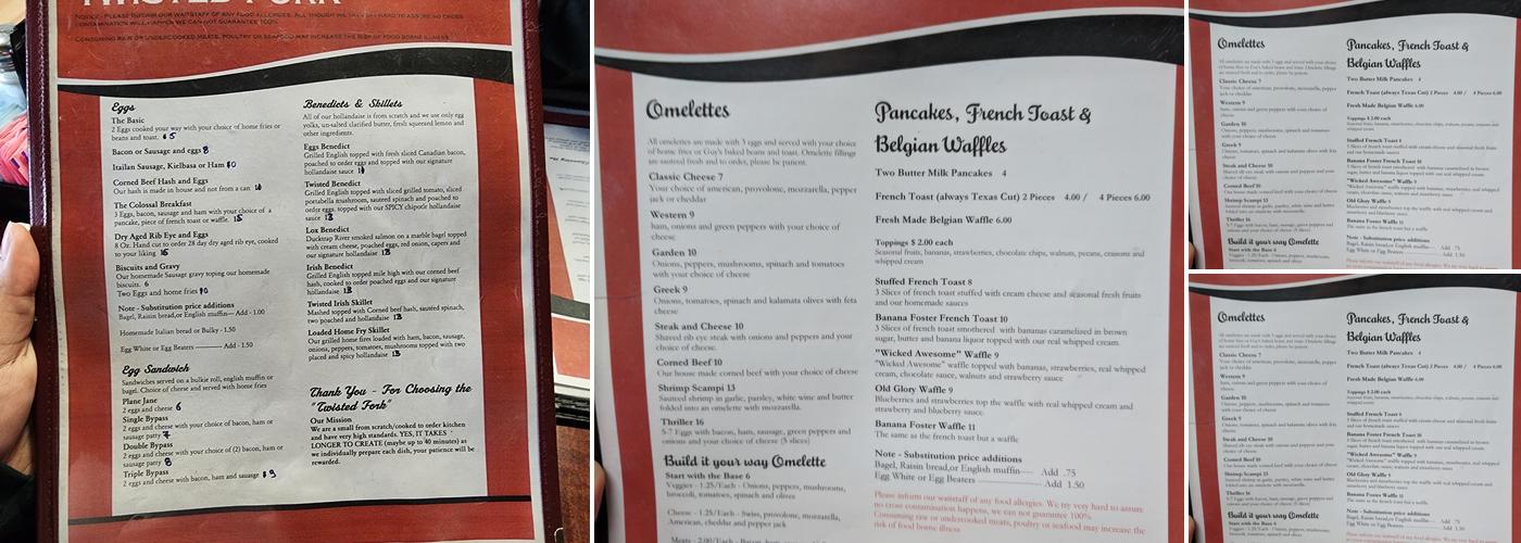The Twisted Fork Bistro Menu