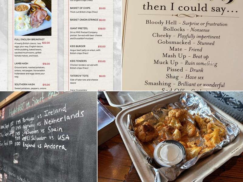 Three Lions Pub Menu