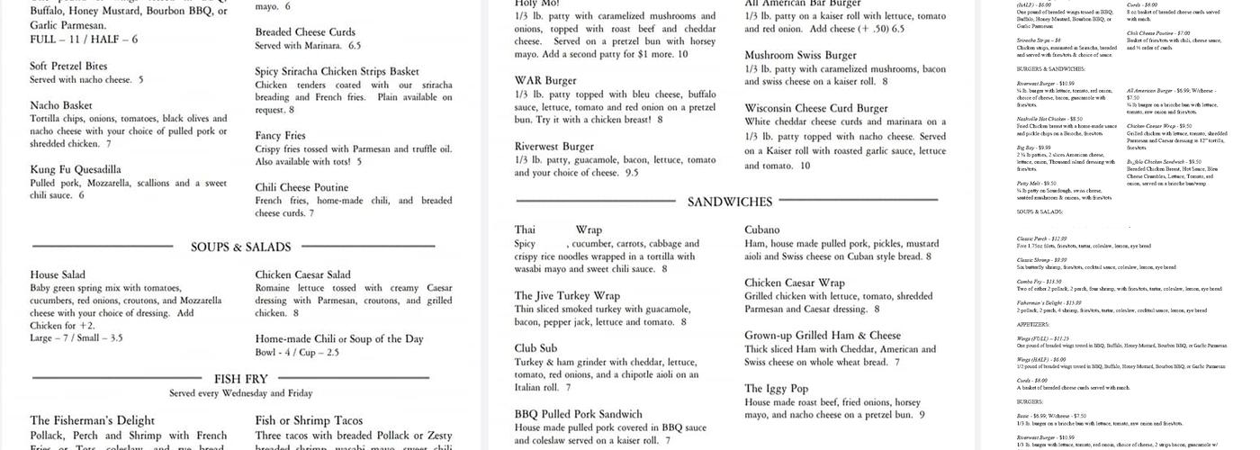 The Tracks Tavern & Grill Menu