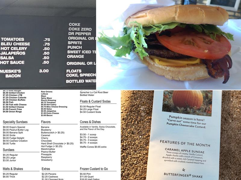 Kopp's Frozen Custard Menu