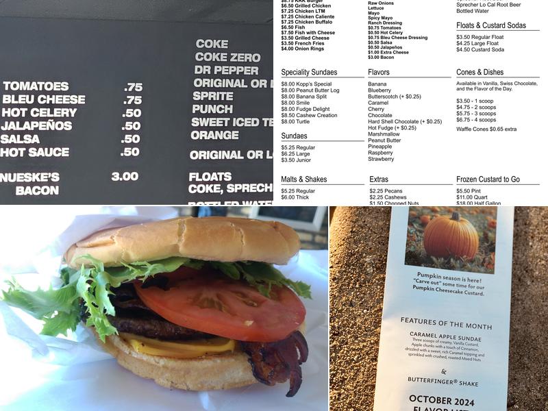 Kopp's Frozen Custard Menu