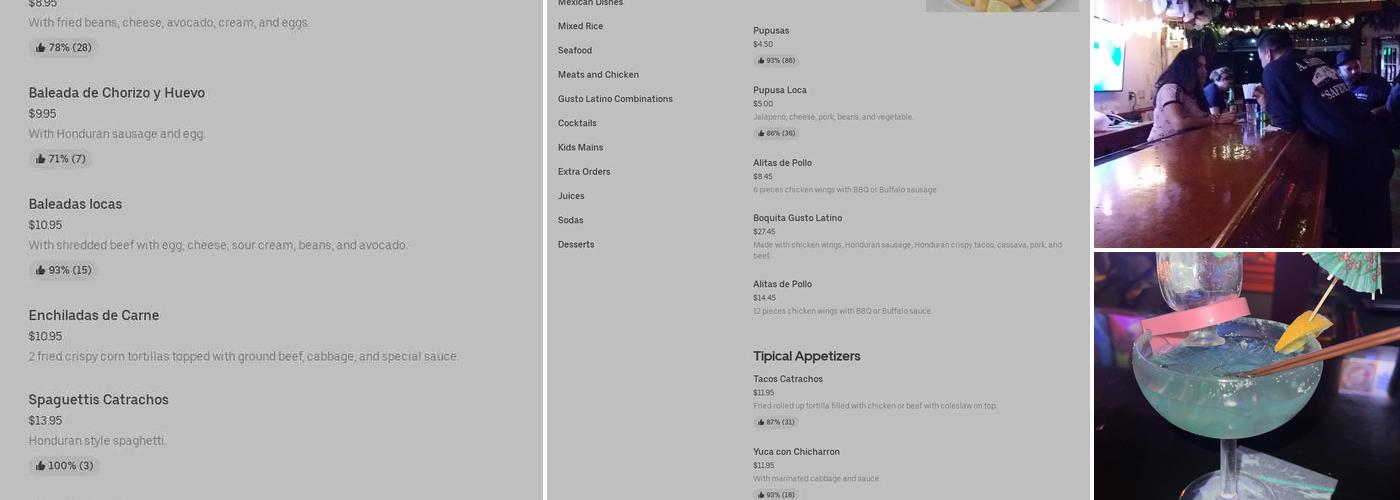 Gusto Latino bar and restaurant Menu