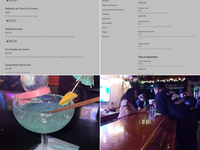 Gusto Latino bar and restaurant Menu