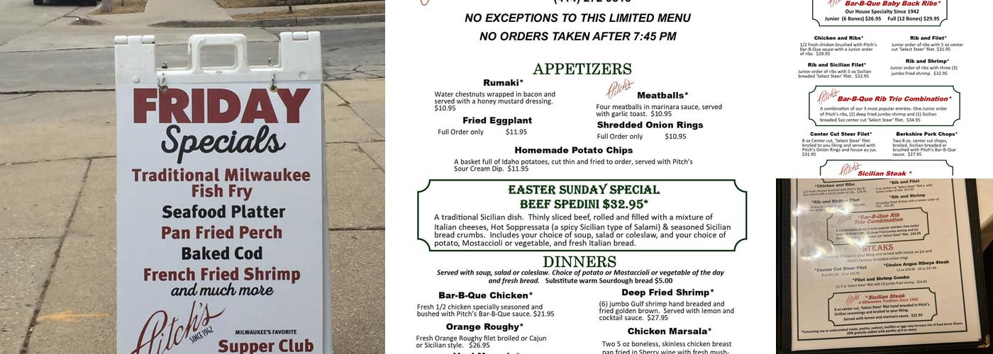 Pitch's Lounge & Restaurant Menu