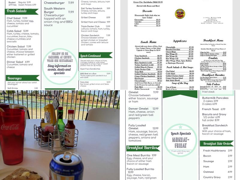 Coyote Den Restaurant Menu