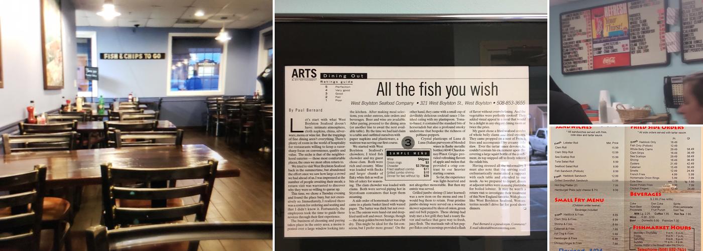 West Boylston Seafood & Restaurant Menu