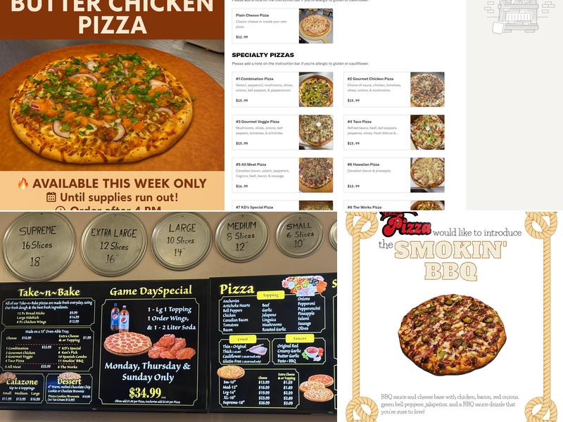 Foothill pizza Menu