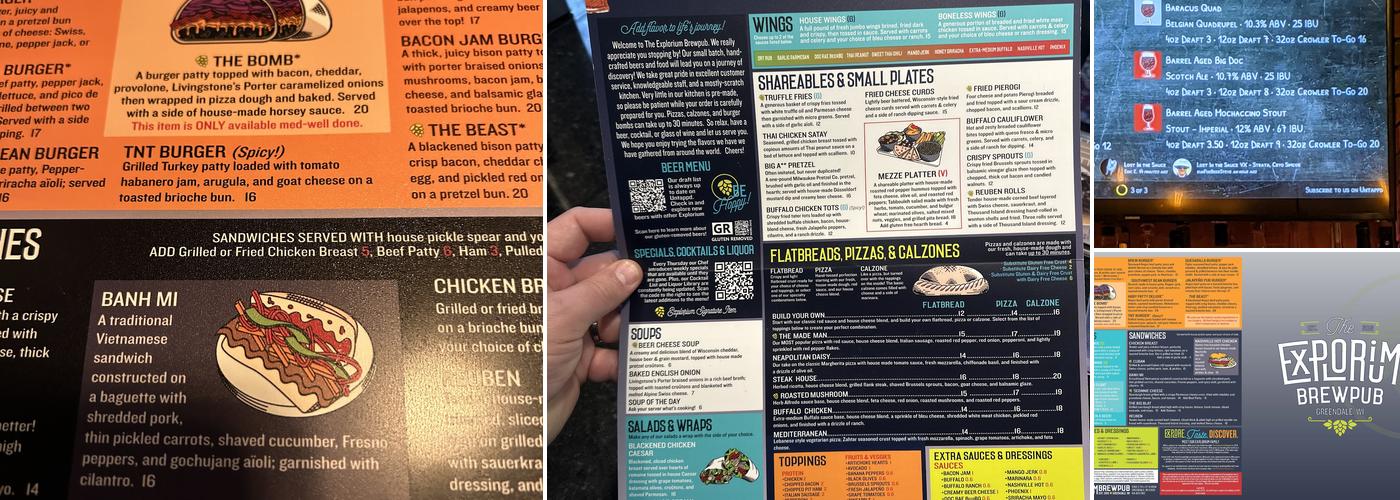 The Explorium Brewpub Greendale Menu