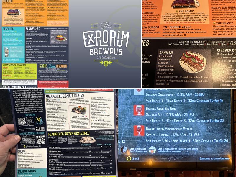 The Explorium Brewpub Greendale Menu