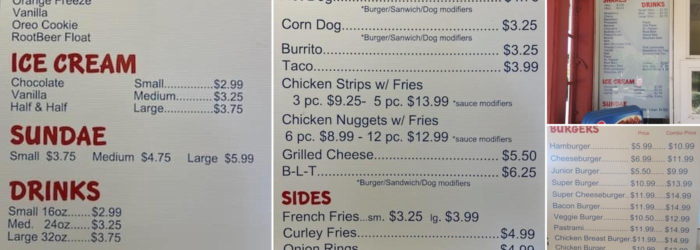 Snowhite Drive In Menu