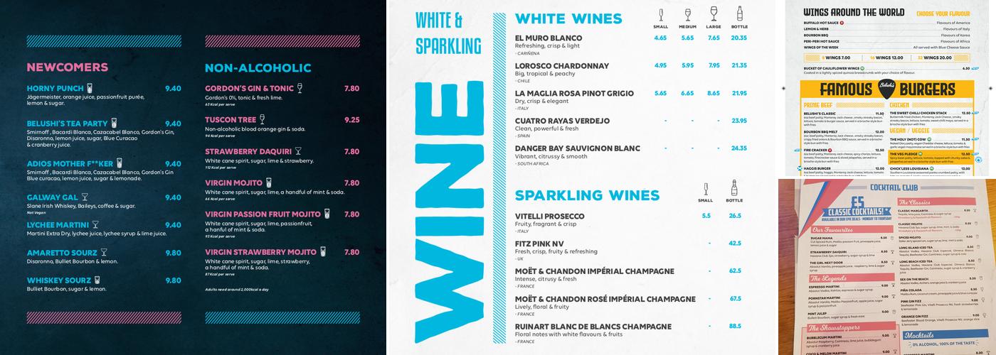 Belushi's Edinburgh Menu