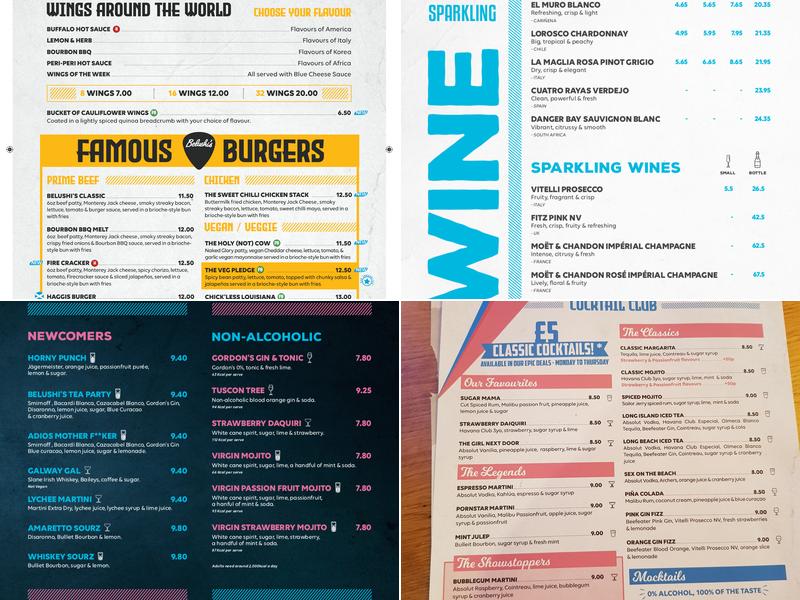 Belushi's Edinburgh Menu