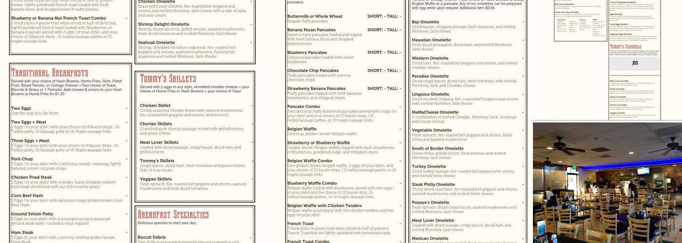 Tommy's Cafe Menu