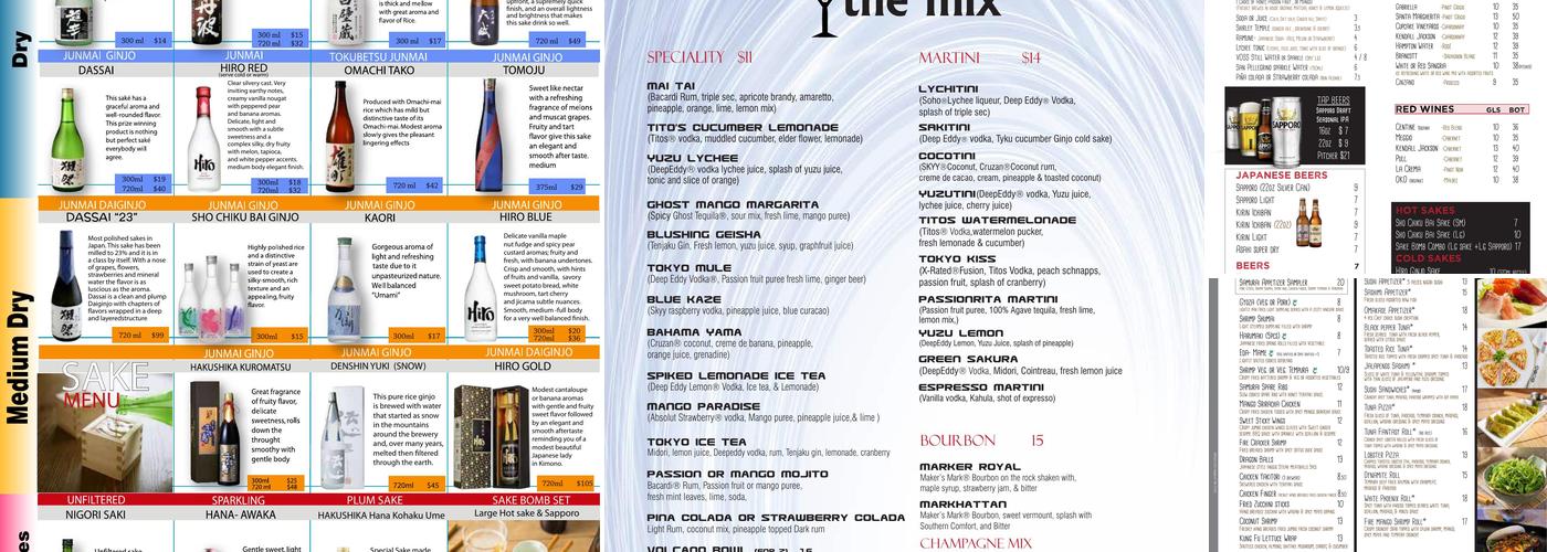 Samurai Hibachi Menu