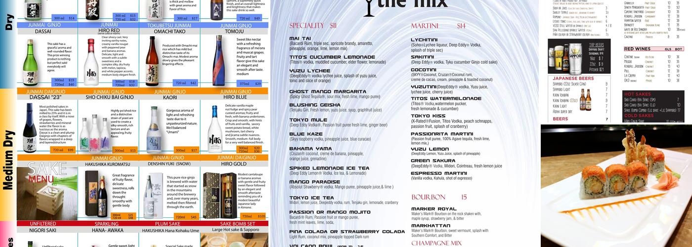 Samurai Hibachi Menu