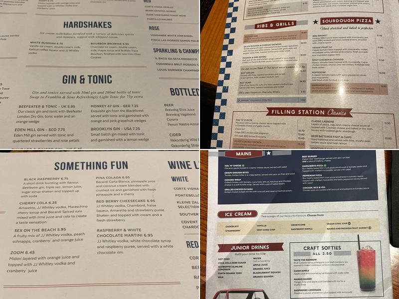 Filling Station Menu