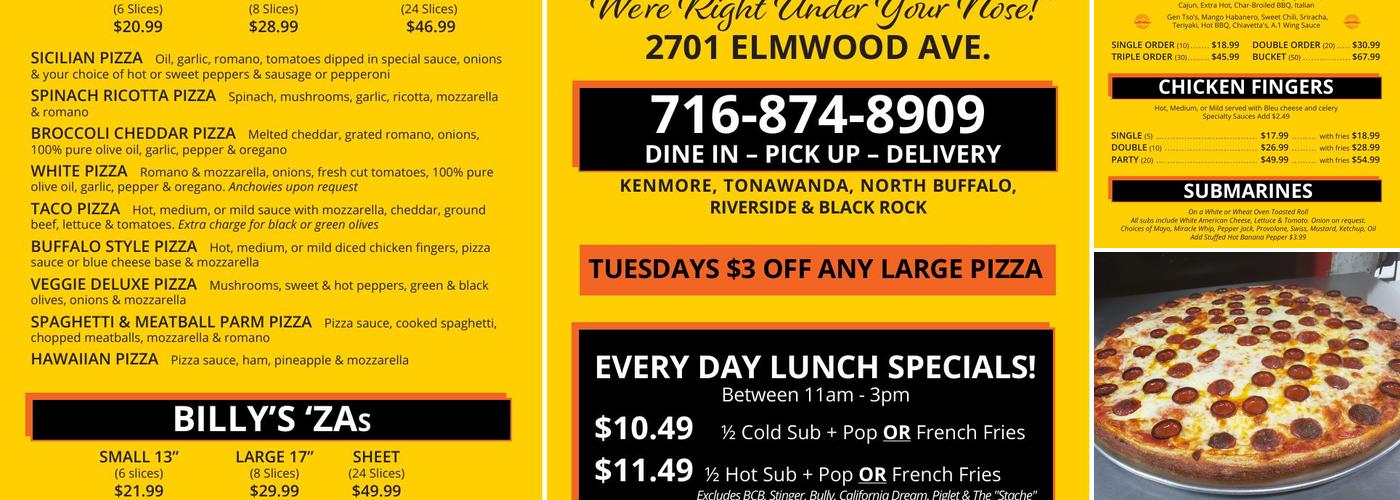 Mustachio's Pizzeria Menu