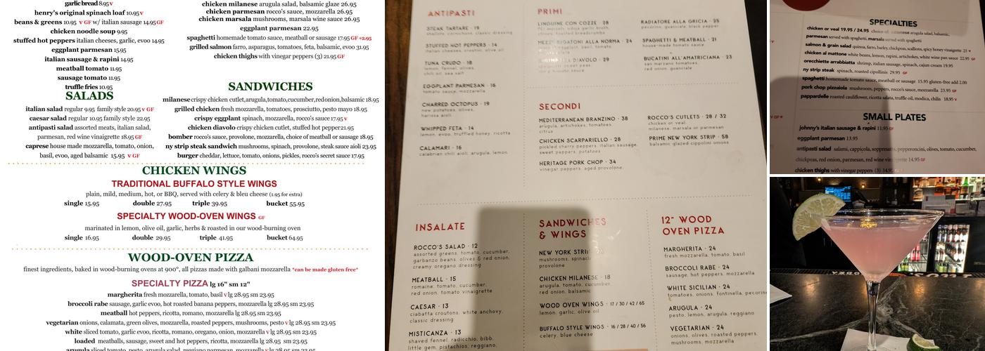 Rocco’s Wood Fired Pizza Menu