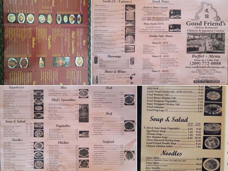 Good Friends Chinese Restaurant Menu