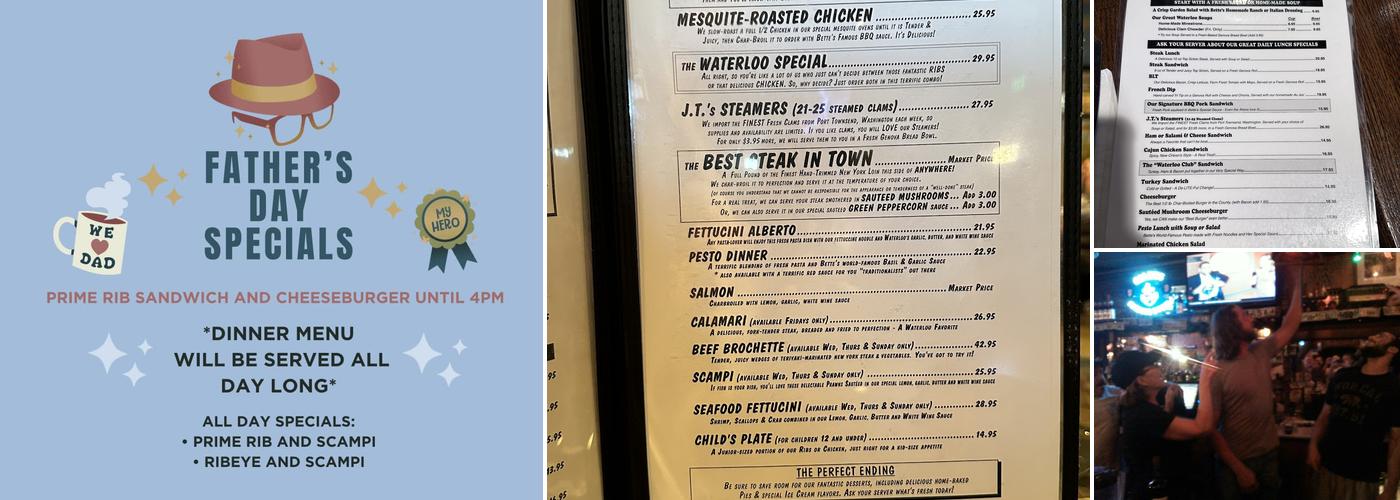 The Waterloo Restaurant Menu