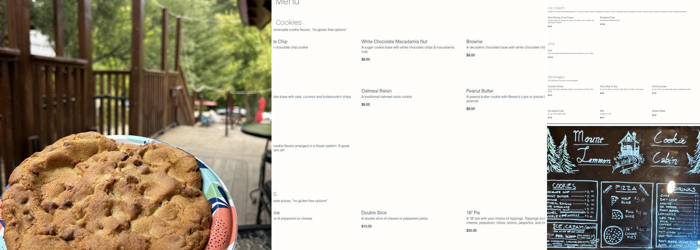 Mt Lemmon Cookie Cabin Menu